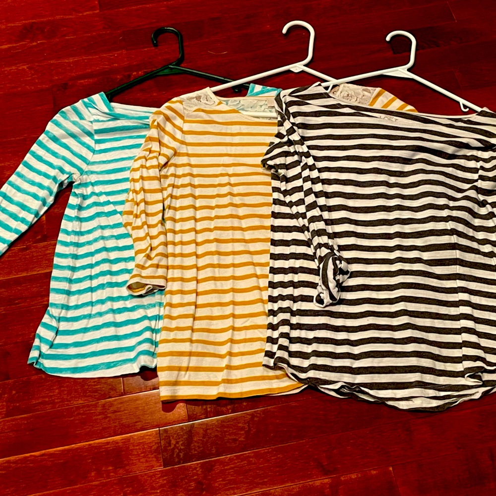 Loft striped 3/4 length shirts, size small